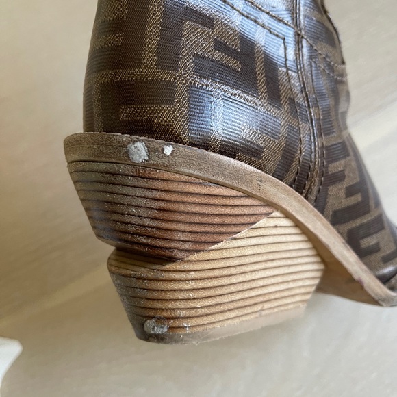 Fendi Western Boots - Heeled Logo Leather Cowboy Boots - Picture 6 of 16